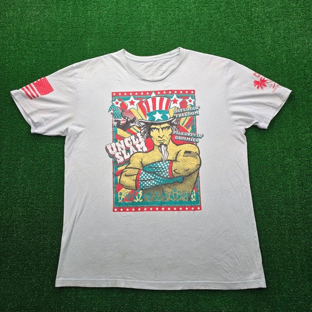 Grunt Style Uncle Sam Tshirt Mens Large Light Blue Graphic Defendin Freedom Tee
